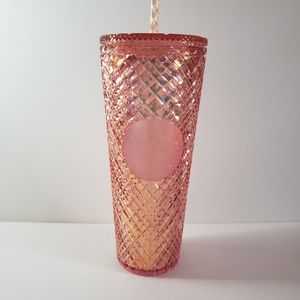 Starbucks Winter 2021 Holiday Rose Gold Jeweled Tumbler